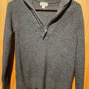 Market & Spruce Charcoal Ribbed Half-Zip Sweater